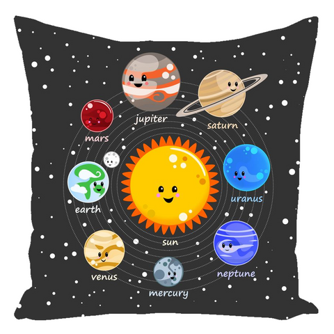 Kawaii Solar System Throw Pillow