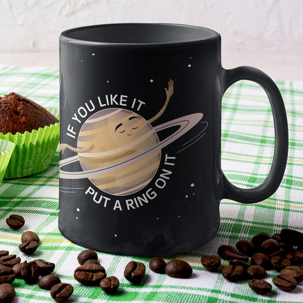 Saturn's Rings Black Mug
