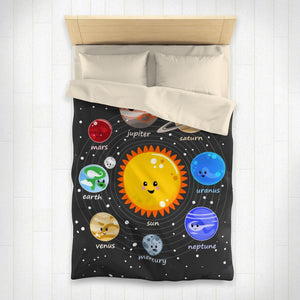 Solar System Kawaii Microfiber Duvet Cover